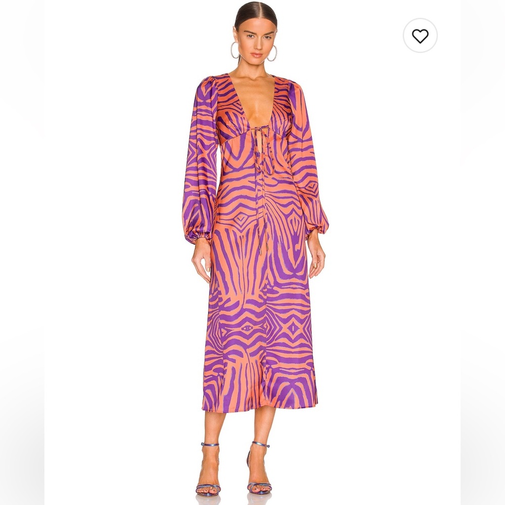 Zebra print purple/pink/orange silk AFRM dress
